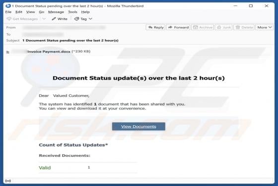Document Status Update e-mailfraude