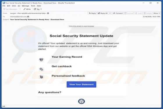 Social Security Statement Update e-mailvirus