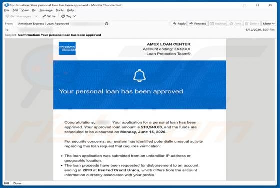American Express - Personal Loan Approved e-mailfraude