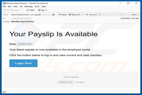 Your Payslip Is Available e-mailfraude