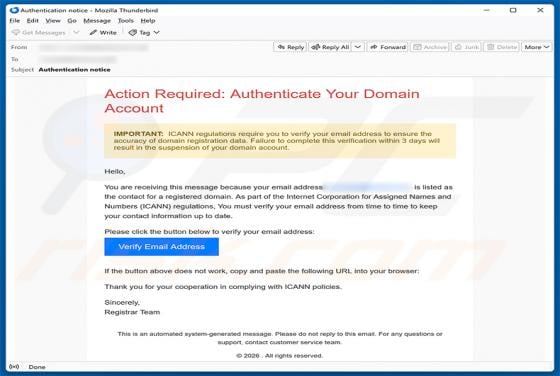 Authenticate Your Domain Account e-mailfraude