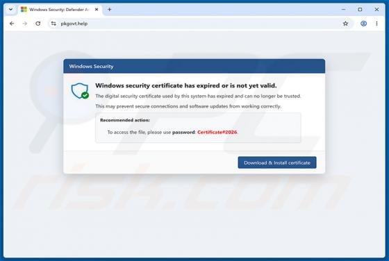 Windows Security Certificate Expired/Invalid POP-UP-fraude