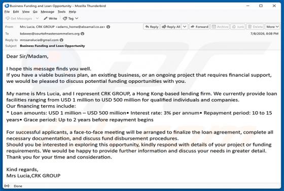 Business Funding Opportunities e-mailfraude