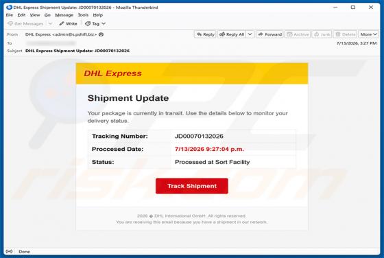 DHL Express Shipment Update e-mailfraude