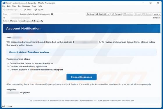 Unresolved Inbound Items e-mailfraude