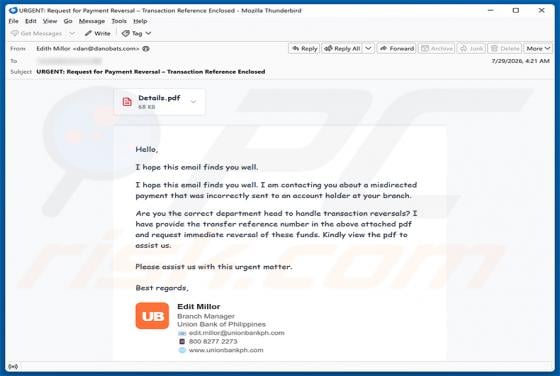 Misdirected Payment e-mailfraude