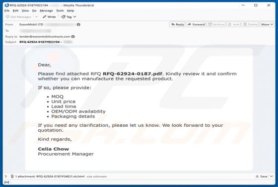 Confirmation Of Request For Quotation (RFQ) e-mailfraude