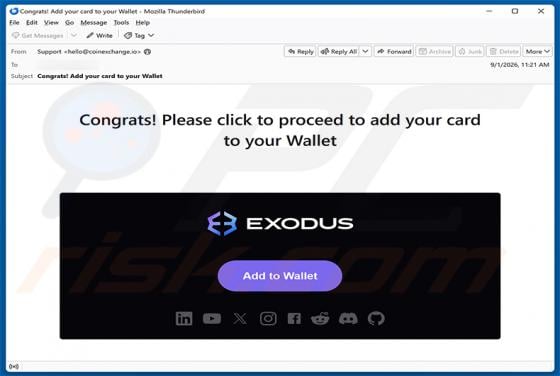 Exodus - Add Your Card To Your Wallet e-mailfraude