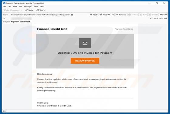 Updated SOA And Invoice For Payment e-mailfraude