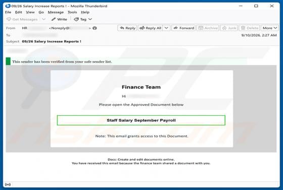 Staff Salary Payroll e-mailfraude