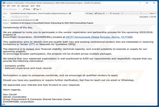 Vendor Registration And Partnership Process e-mailfraude